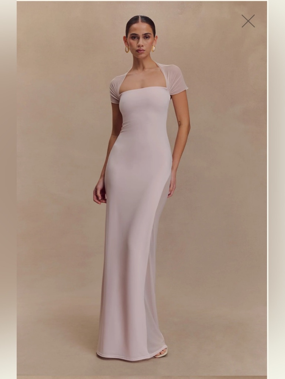 Meshki Blush Cream Maxi Dress with Short Sleeve Shrug